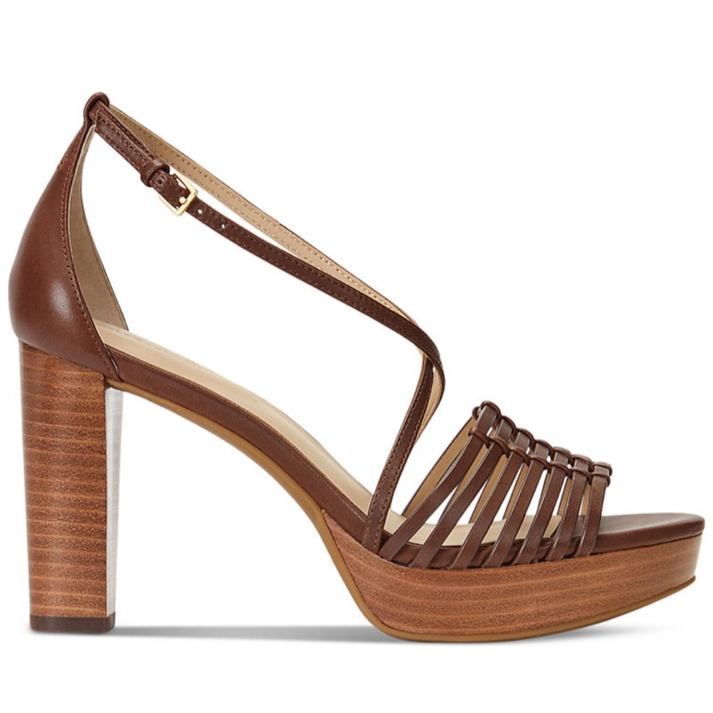 Lauren Ralph Lauren Brown Platform Sandals with Chunky Heel